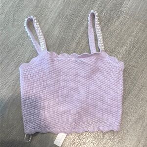 House of Harlow 1960 Lavender Knit Sweater crop top with pearls S new